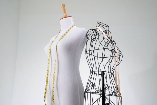 Stylish wire tailor's mannequin and vintage manniquin